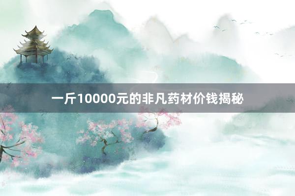 一斤10000元的非凡药材价钱揭秘